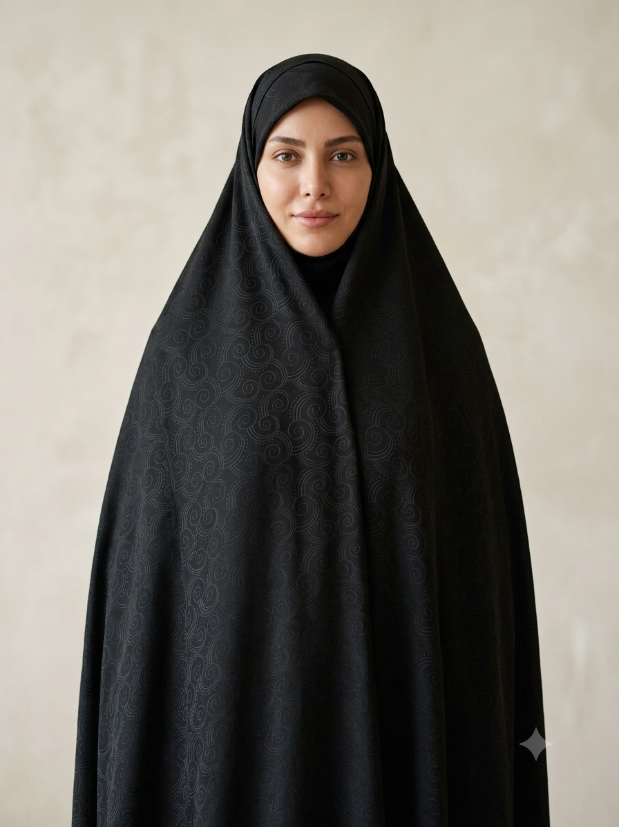 پارچه مشکی سوالون اصل ژاپن - طرح نیلوفر
